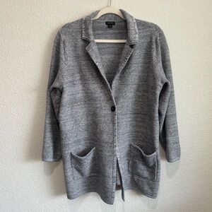 J. Jill Wearever Collection Womens 1X Textured Grey Button Cardigan Minimalist